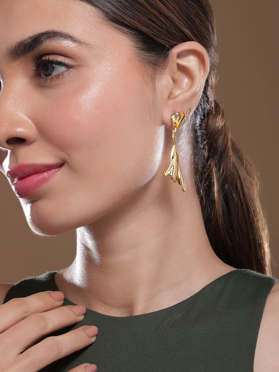 

Rubans 22K Gold-Plated Stainless Steel Tarnish-Free Waterproof Demi-Fine Drop Earrings