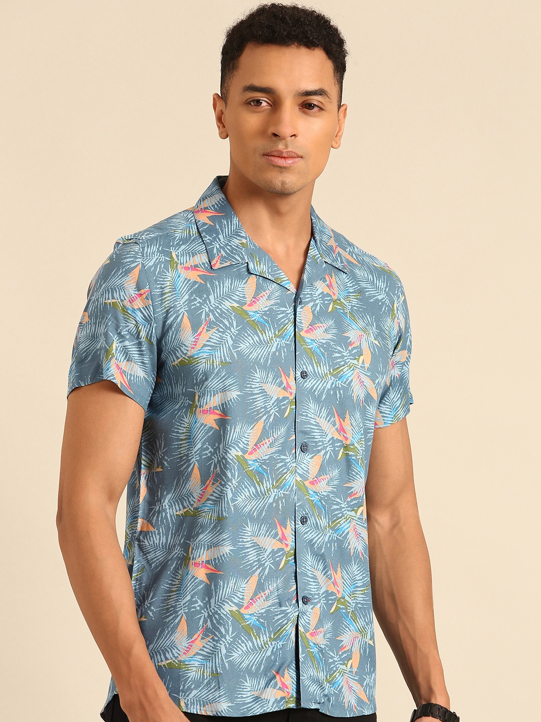 

Being Human Slim Fit Tropical Printed Casual Shirt, Blue