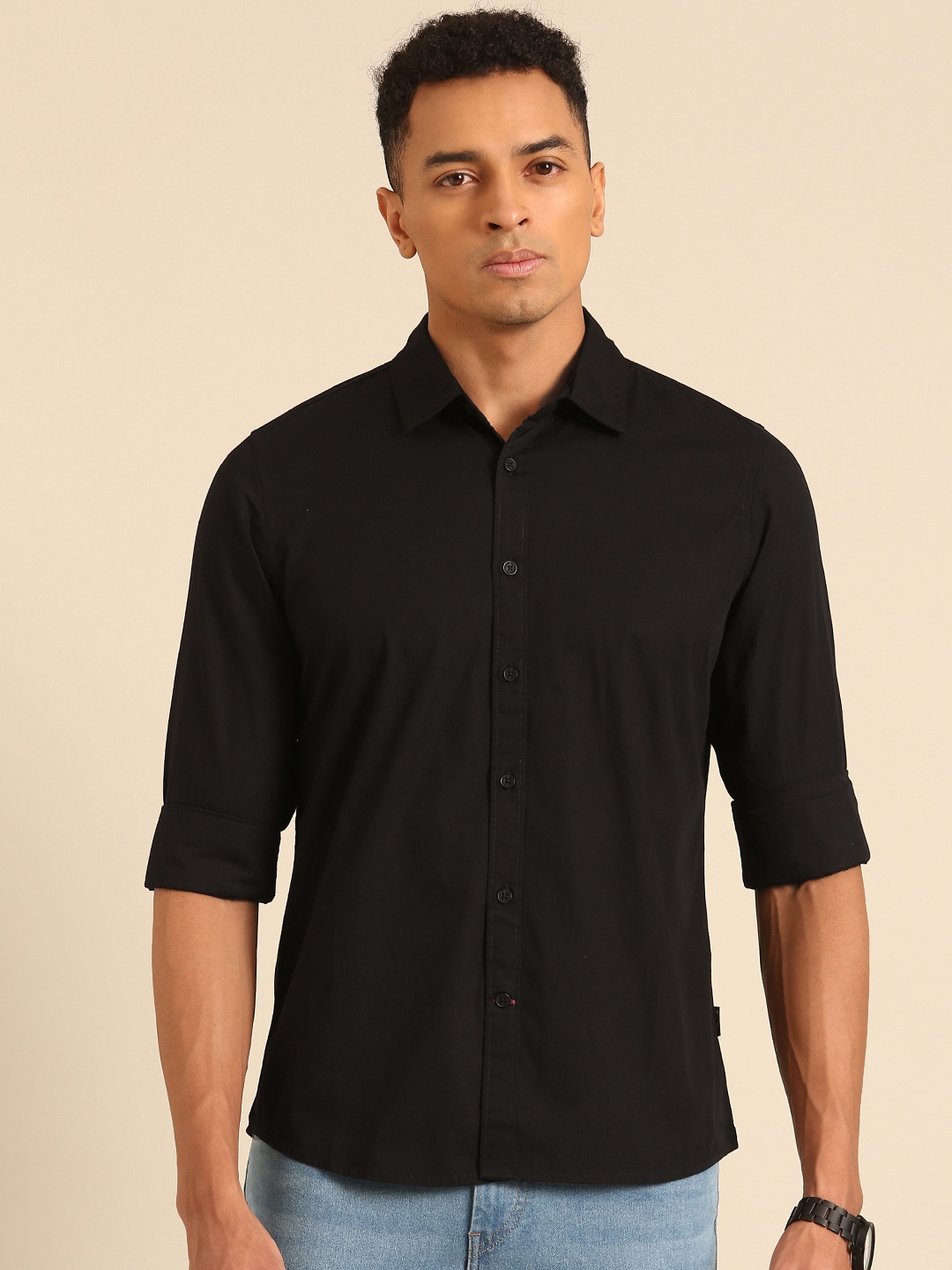 

Being Human Slim Fit Pure Cotton Casual Shirt, Black