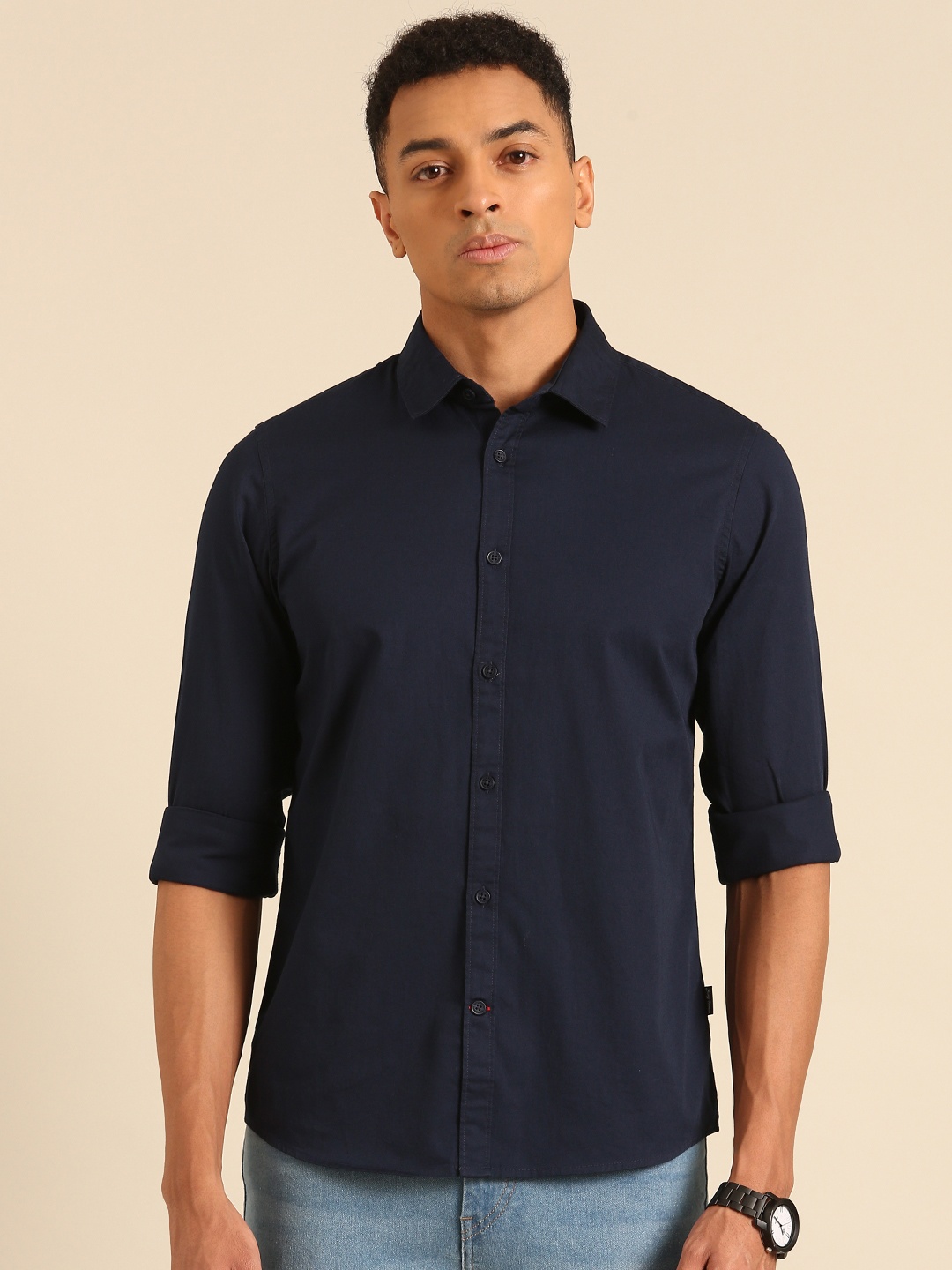 

Being Human Slim Fit Pure Cotton Casual Shirt, Navy blue