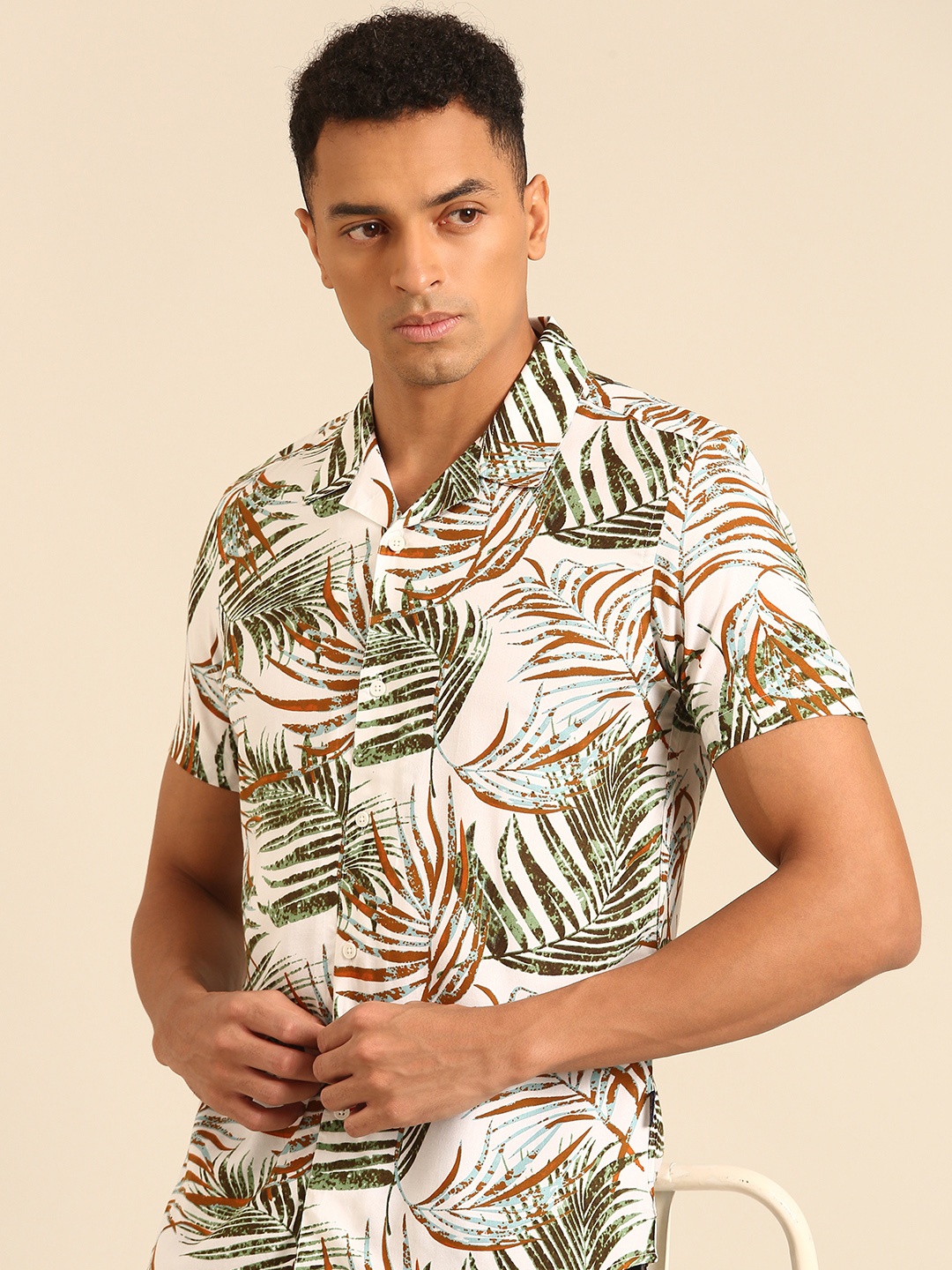 

Being Human Slim Fit Tropical Printed Casual Shirt, White