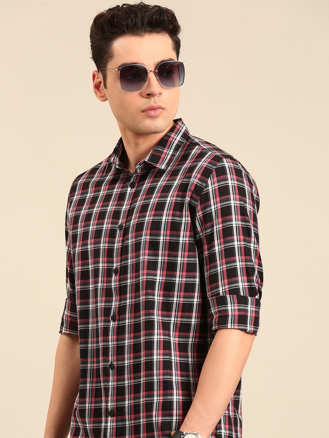 

Being Human Pure Cotton Slim Fit Opaque Checked Casual Shirt, Multi