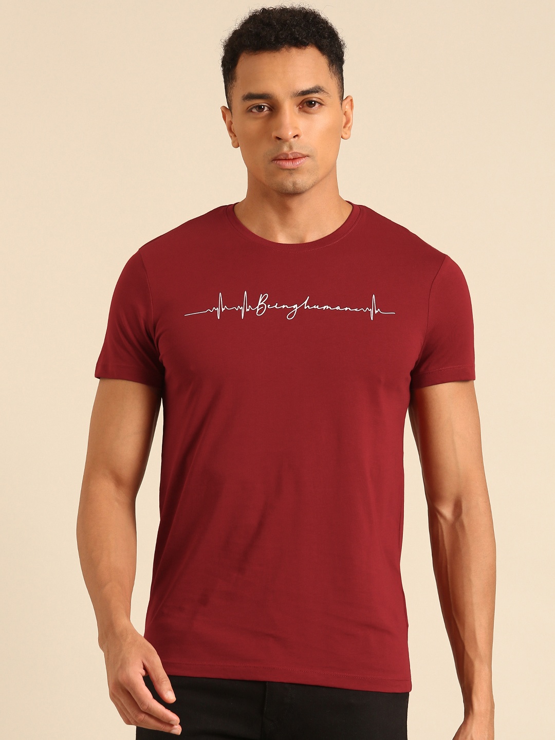 Being Human Pure Cotton Brand Logo Printed T-shirt, Red