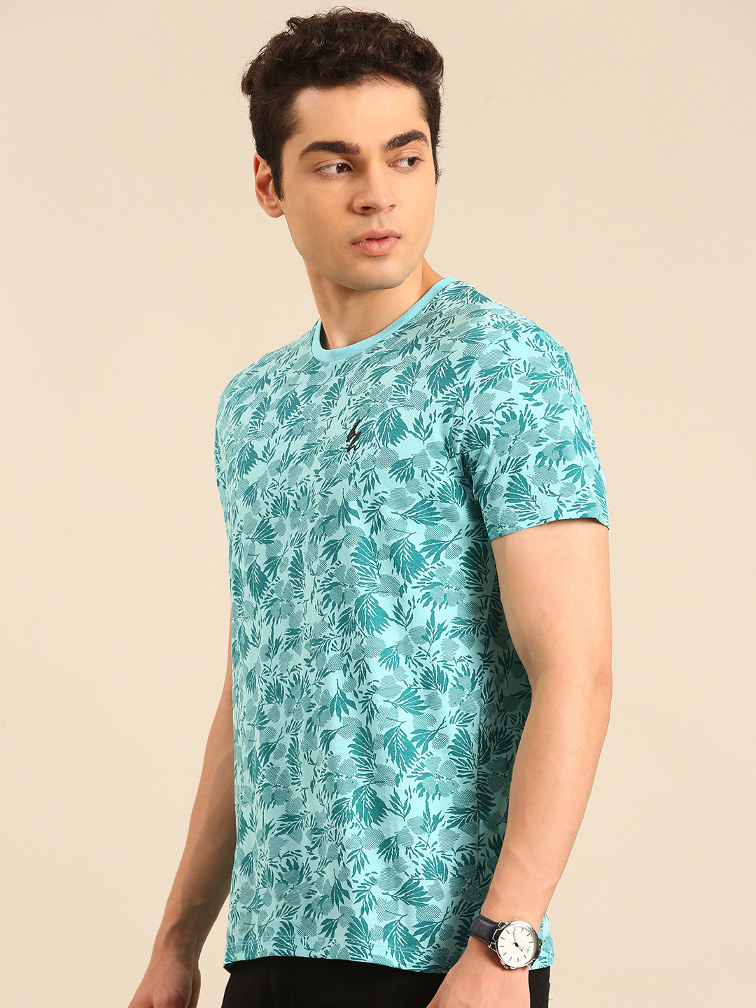

Being Human Tropical Printed Pure Cotton T-shirt, Blue