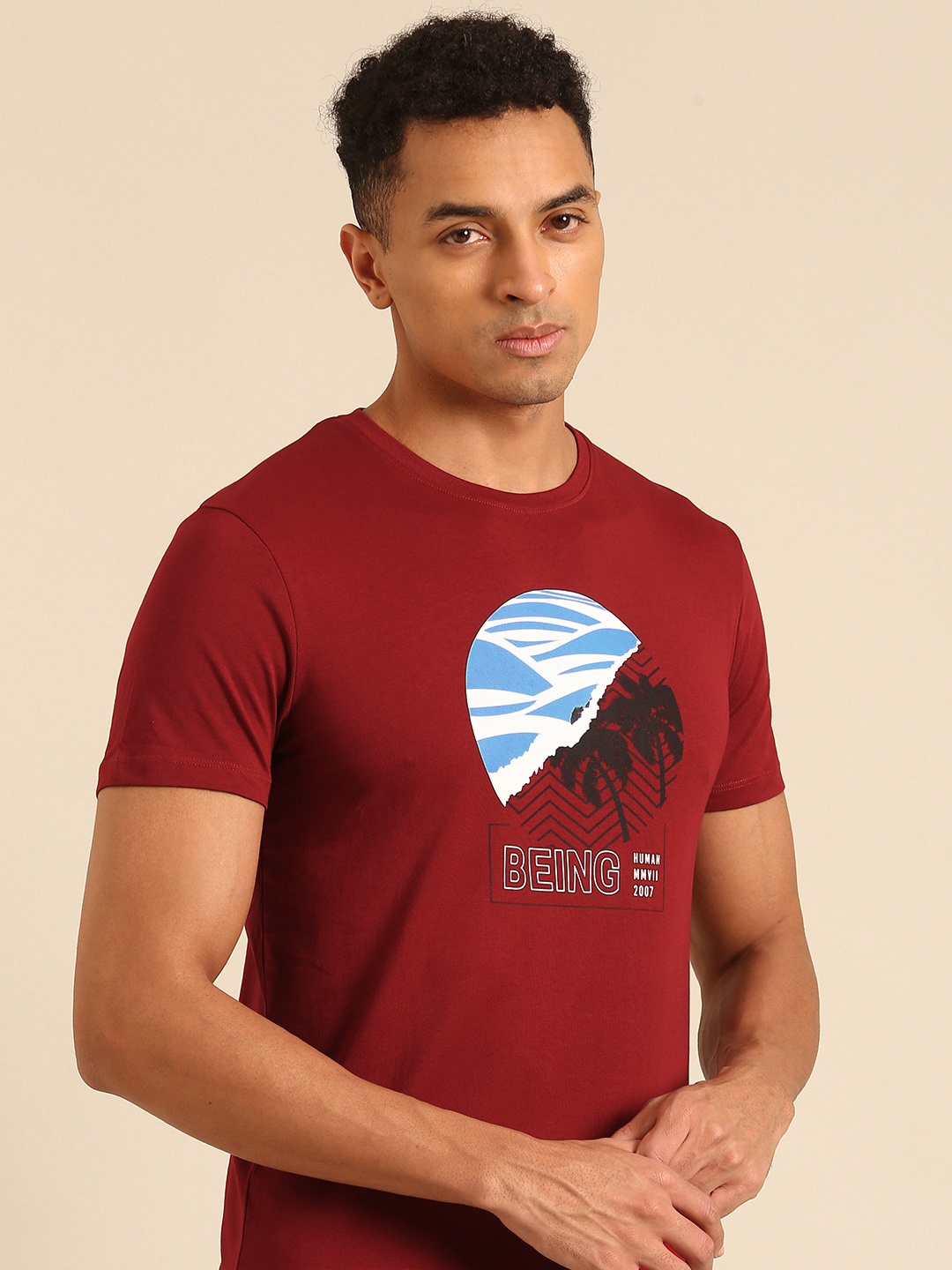 

Being Human Printed Pure Cotton T-shirt, Red