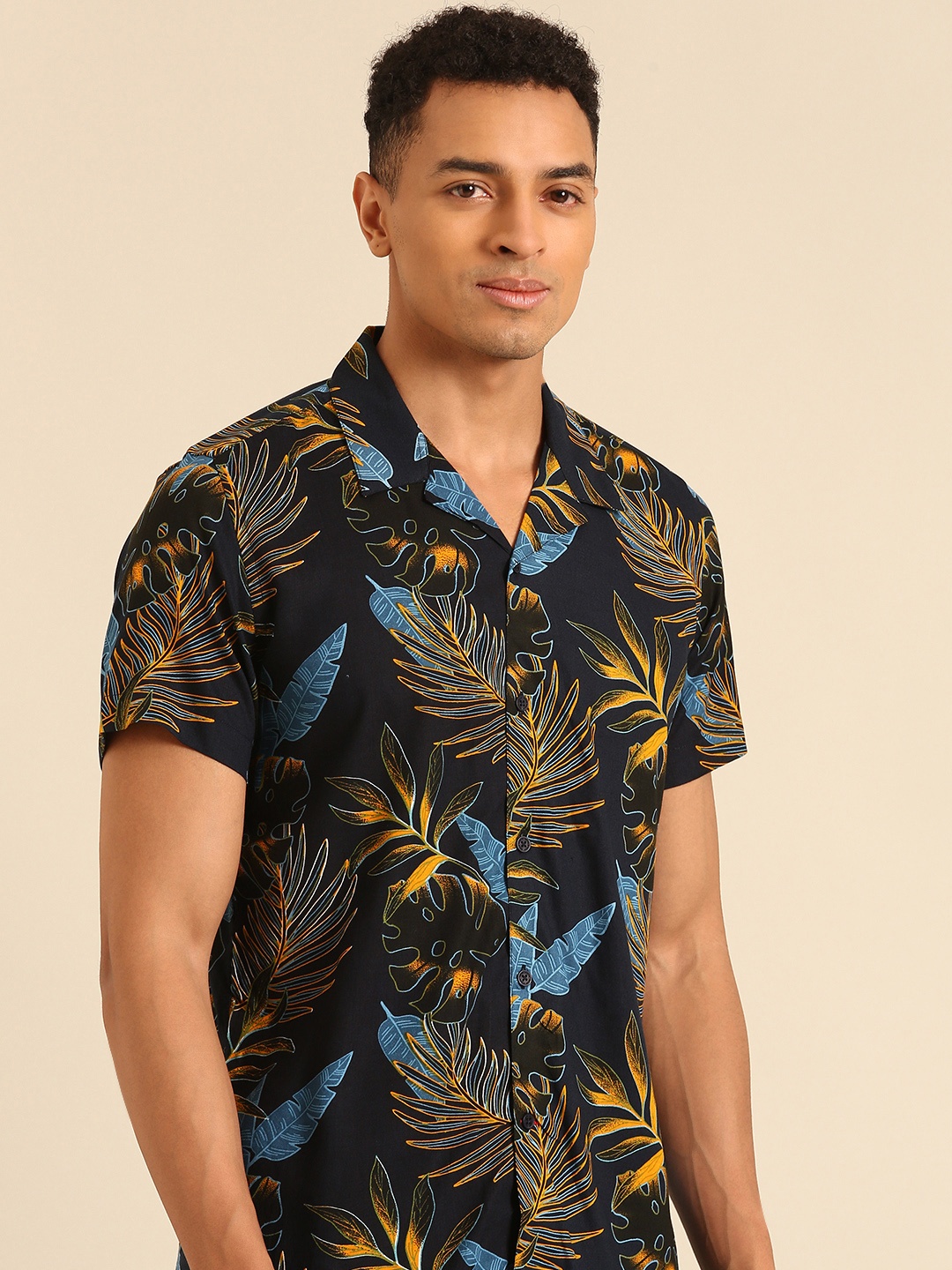 

Being Human Slim Fit Tropical Printed Casual Shirt, Navy blue