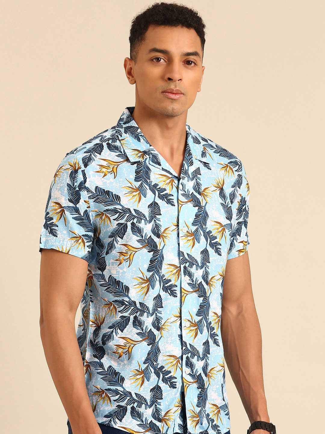 

Being Human Slim Fit Tropical Printed Casual Shirt, Blue