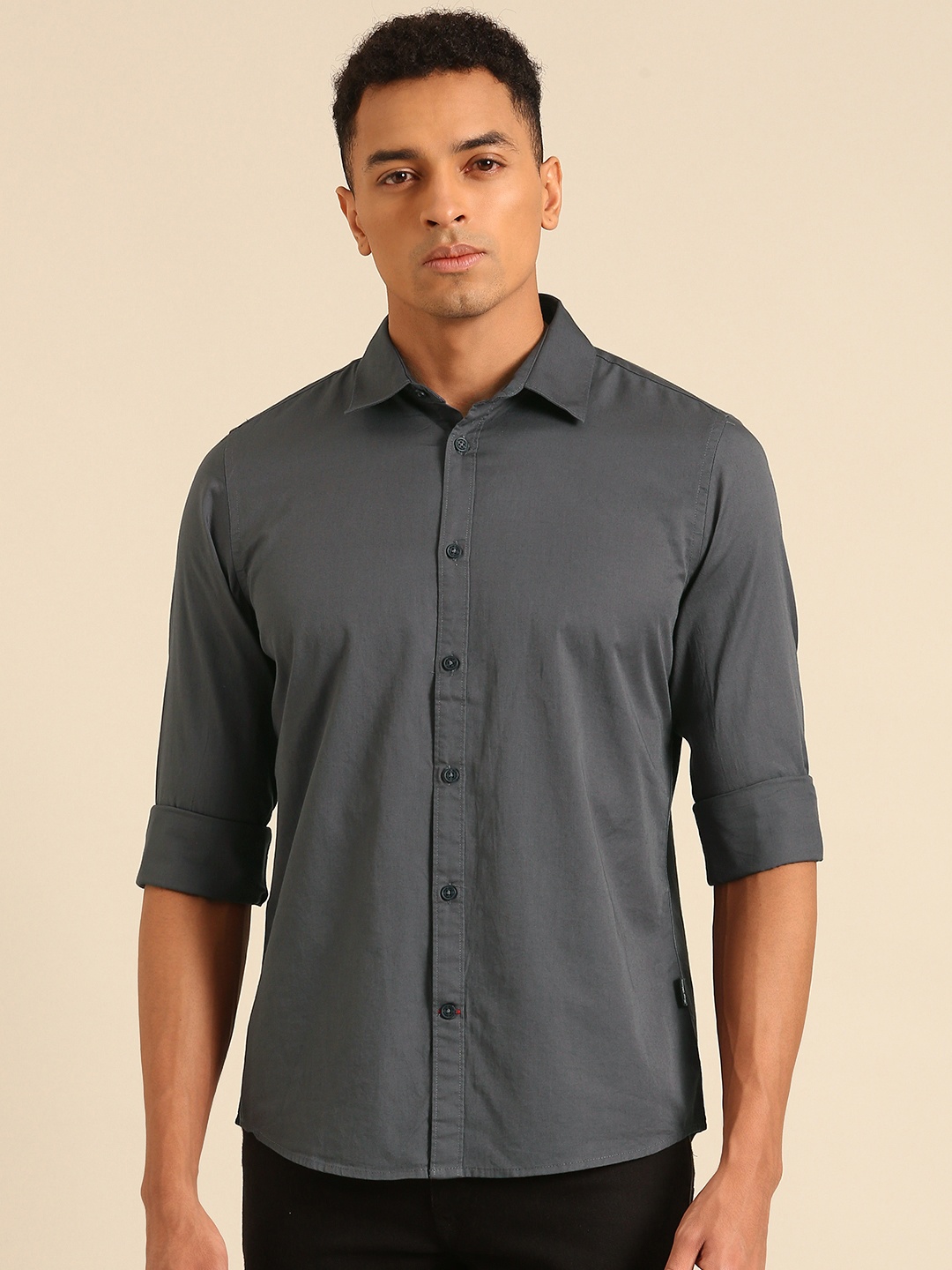 

Being Human Slim Fit Pure Cotton Casual Shirt, Grey