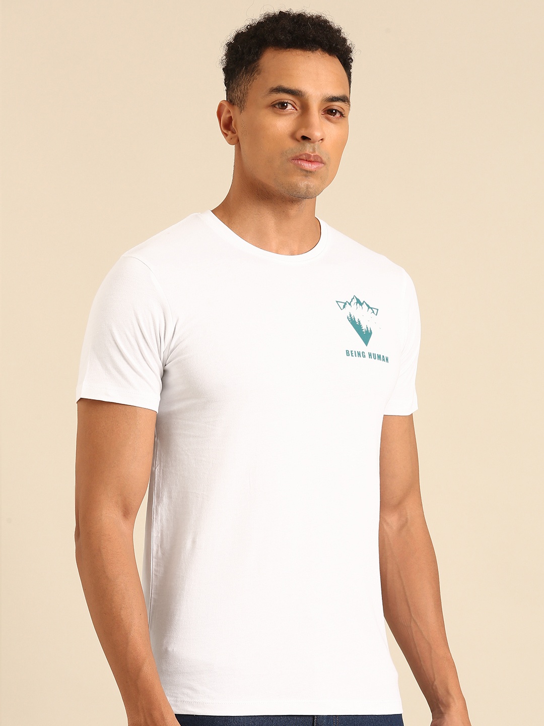 

Being Human Pure Cotton T-shirt with Minimal Print, White