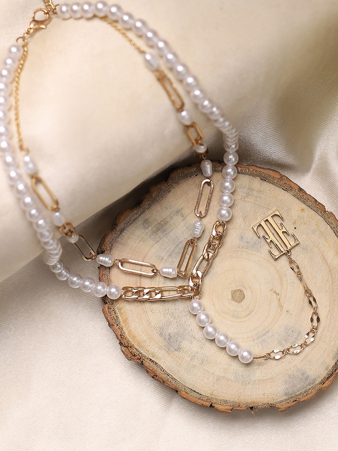 

ELLE Gold-Plated Pearls Drop Chain Necklace