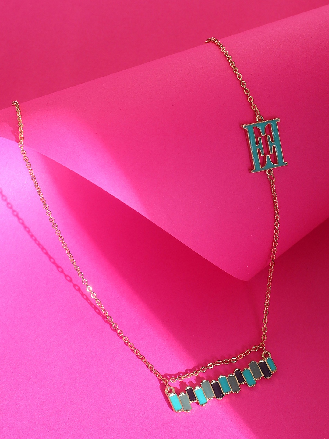 

ELLE Gold-Plated Brass Enamelled Short Pendent Necklace