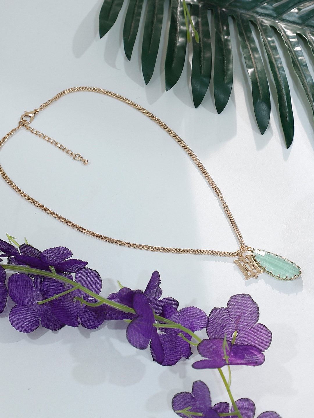 

ELLE Gold-Plated Brass Delicate Stone Double E Necklace