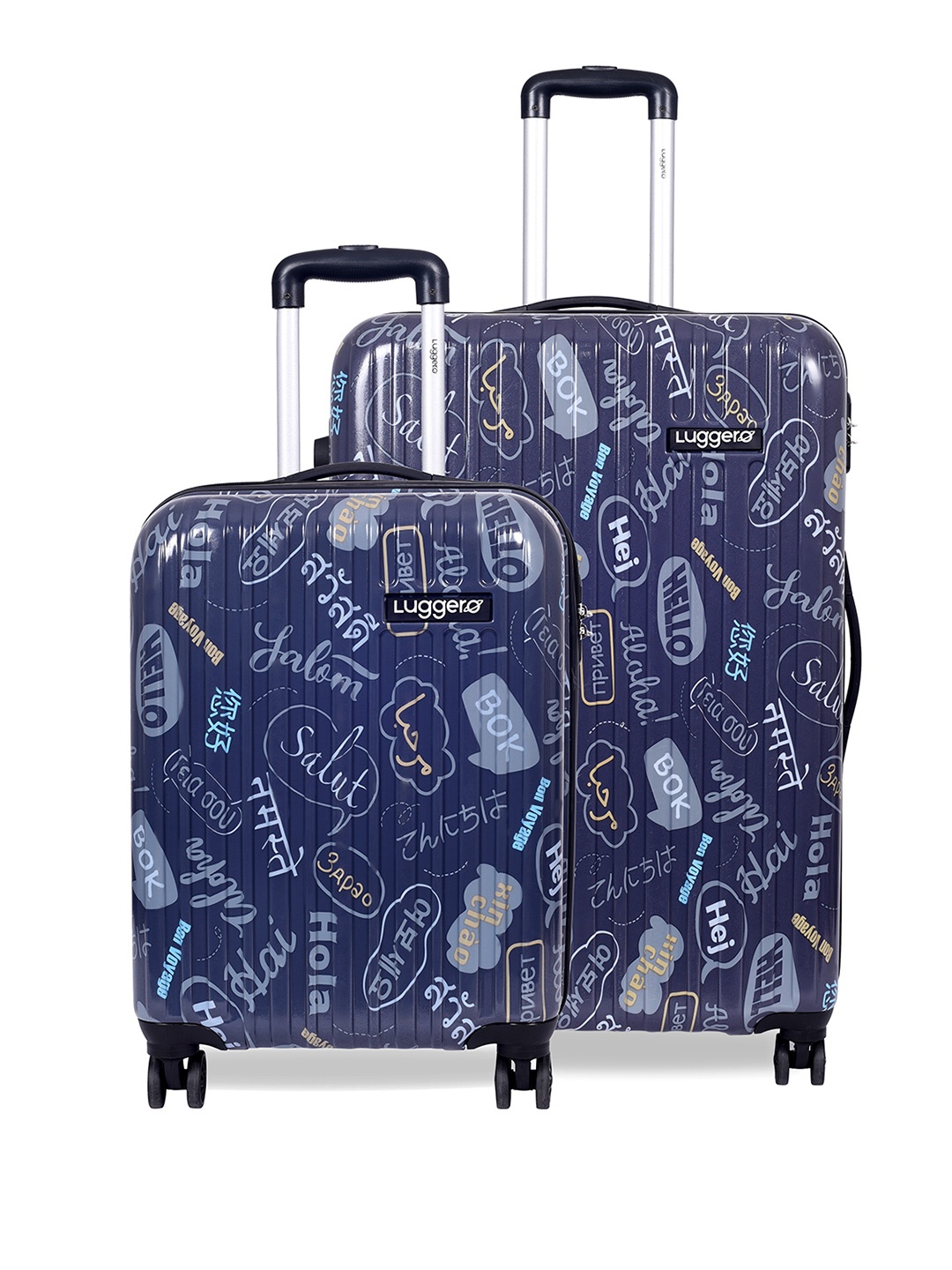 

Luggero Set 0f 2 Textured Hard Sided Trolley Bag, Blue