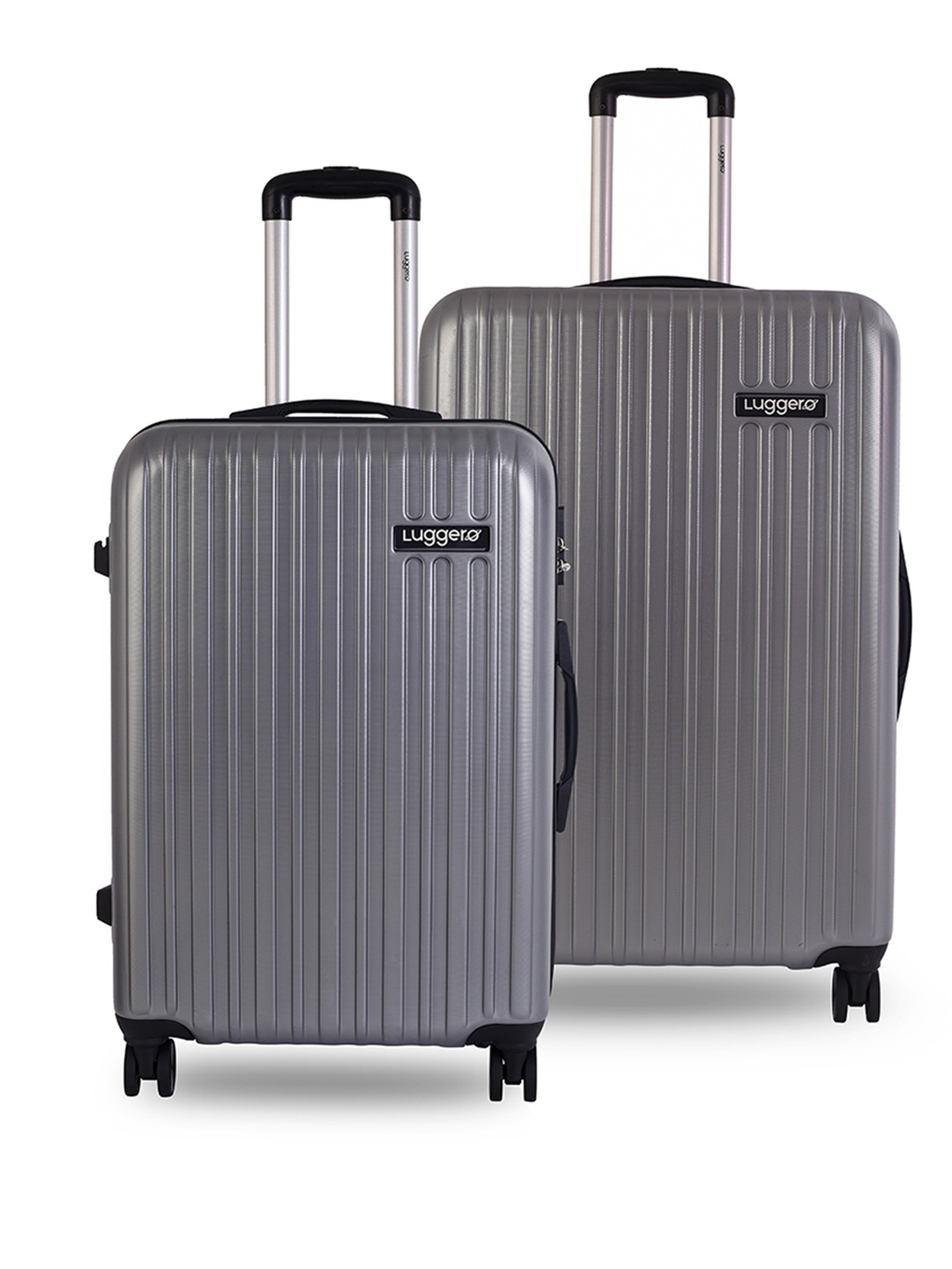 

Luggero Set Of 2 Textured Hard-Sided Trolley Bags Suitcase, Silver
