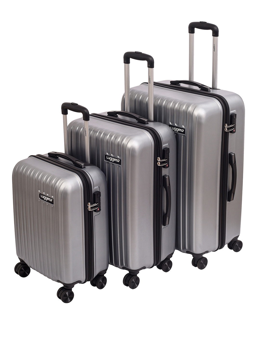 

Luggero Set Of 3 Textured Hard-Sided Trolley Bags, Grey
