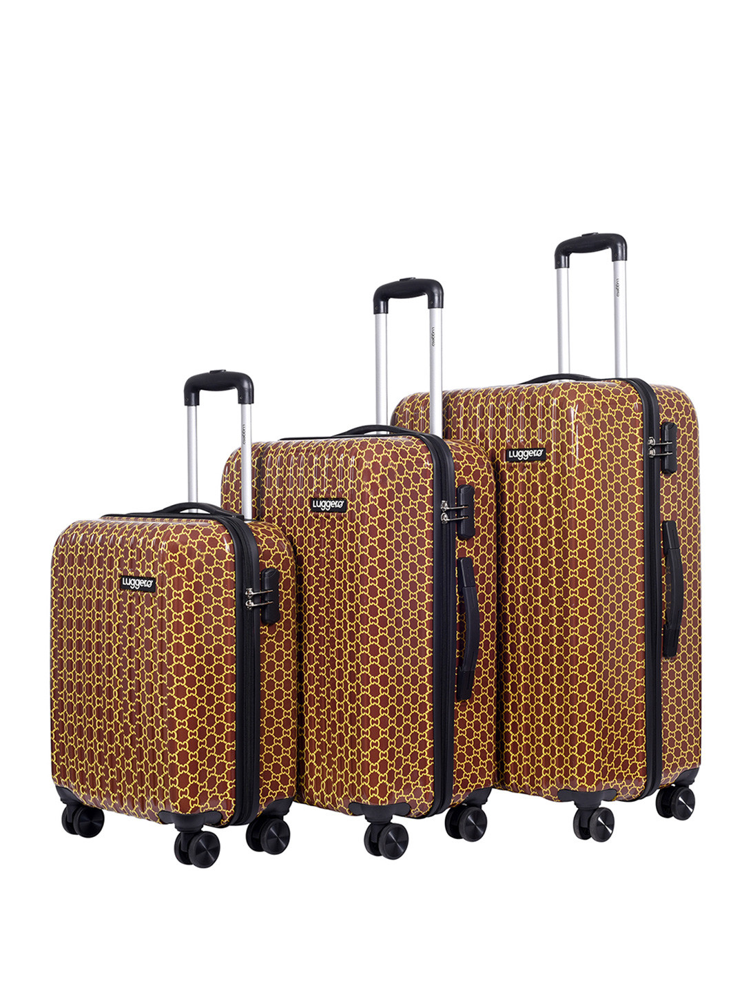 

Luggero Set Of 3 Printed Hard-Sided Trolley Bags Suitcase, Brown
