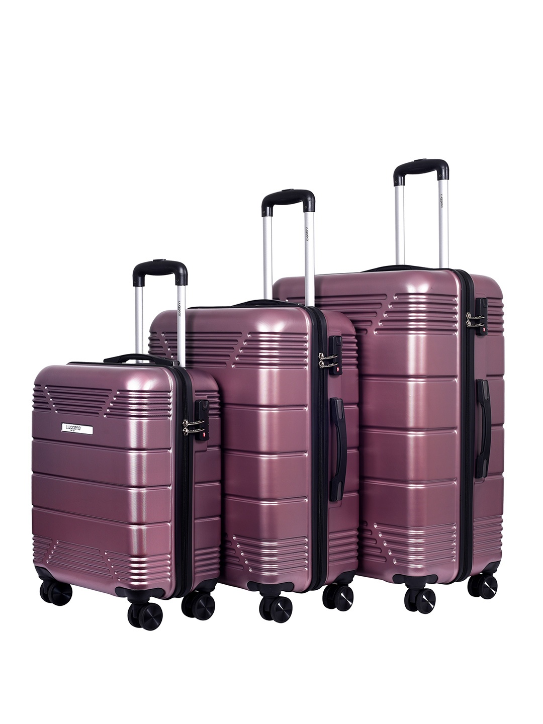 

Luggero Set Of 3 Textured Hard-Sided Trolley Bags Suitcase, Purple