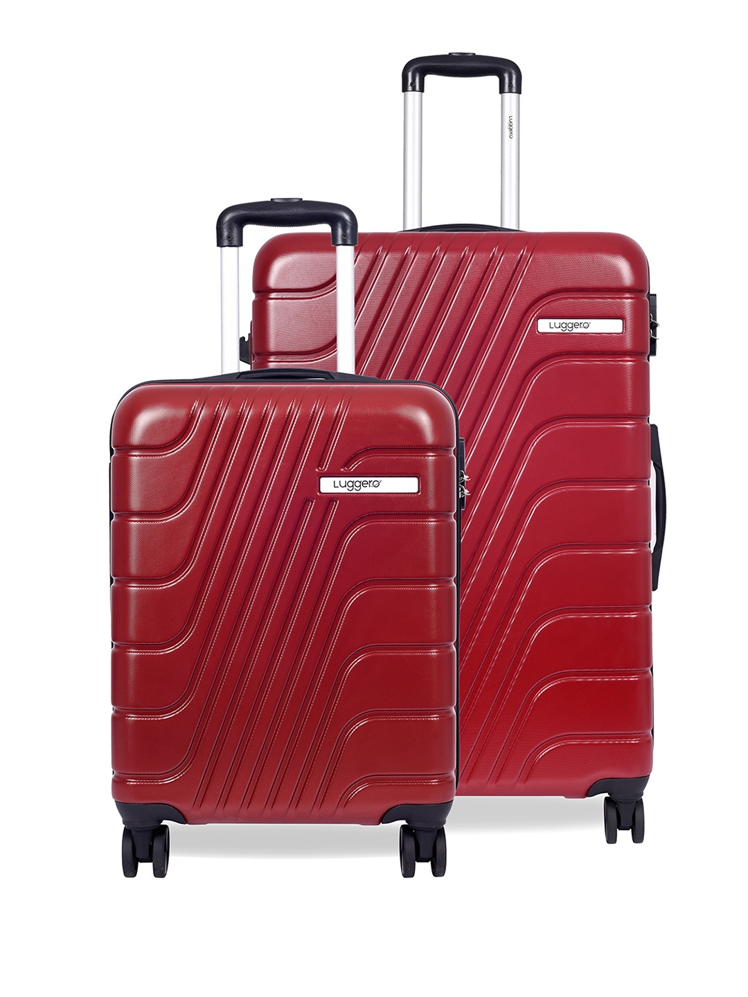 

Luggero Set Of 2 Textured Hard-Sided Trolley Bag Suitcase, Red