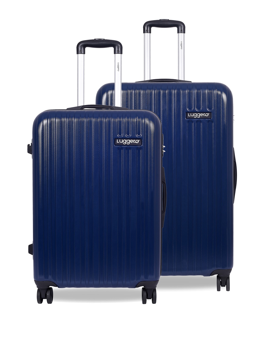 

Luggero Set Of 2 Textured Trolley Bags, Navy blue