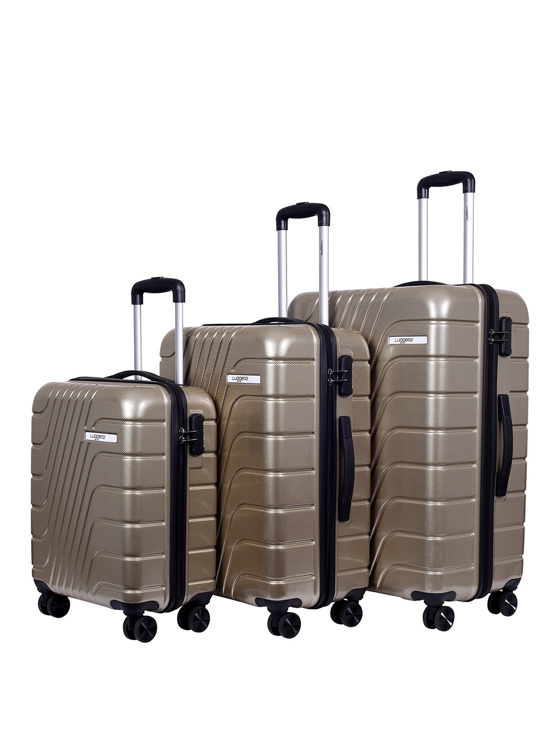 

Luggero Set Of 3 Hard-Sided Trolley Suitcase, Brown