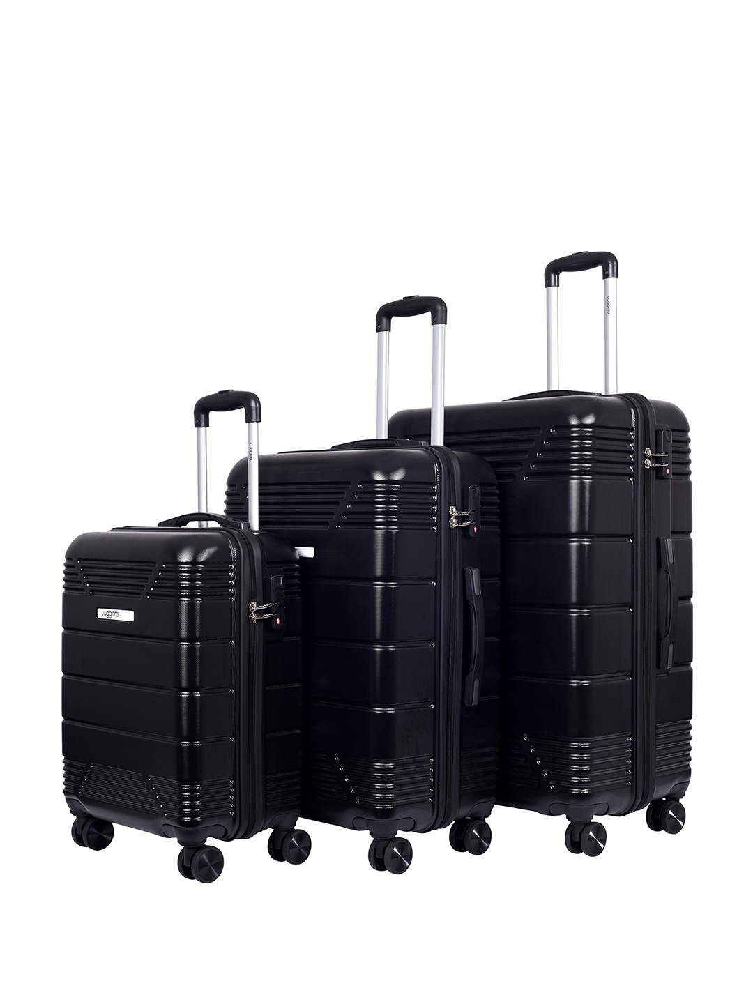 

Luggero Set Of 3 Textured Hard-Sided Trolley Bags, Black