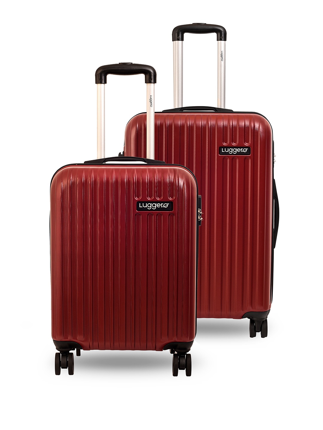 

Luggero Set Of 2 Textured Hard-Sided Trolley Bags, Red