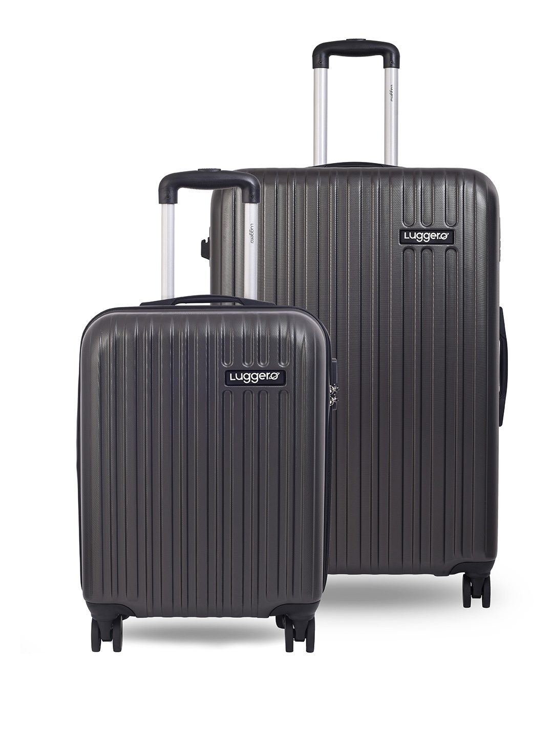 

Luggero Set Of 2 Textured Hard-Sided Trolley Bag Suitcase, Grey