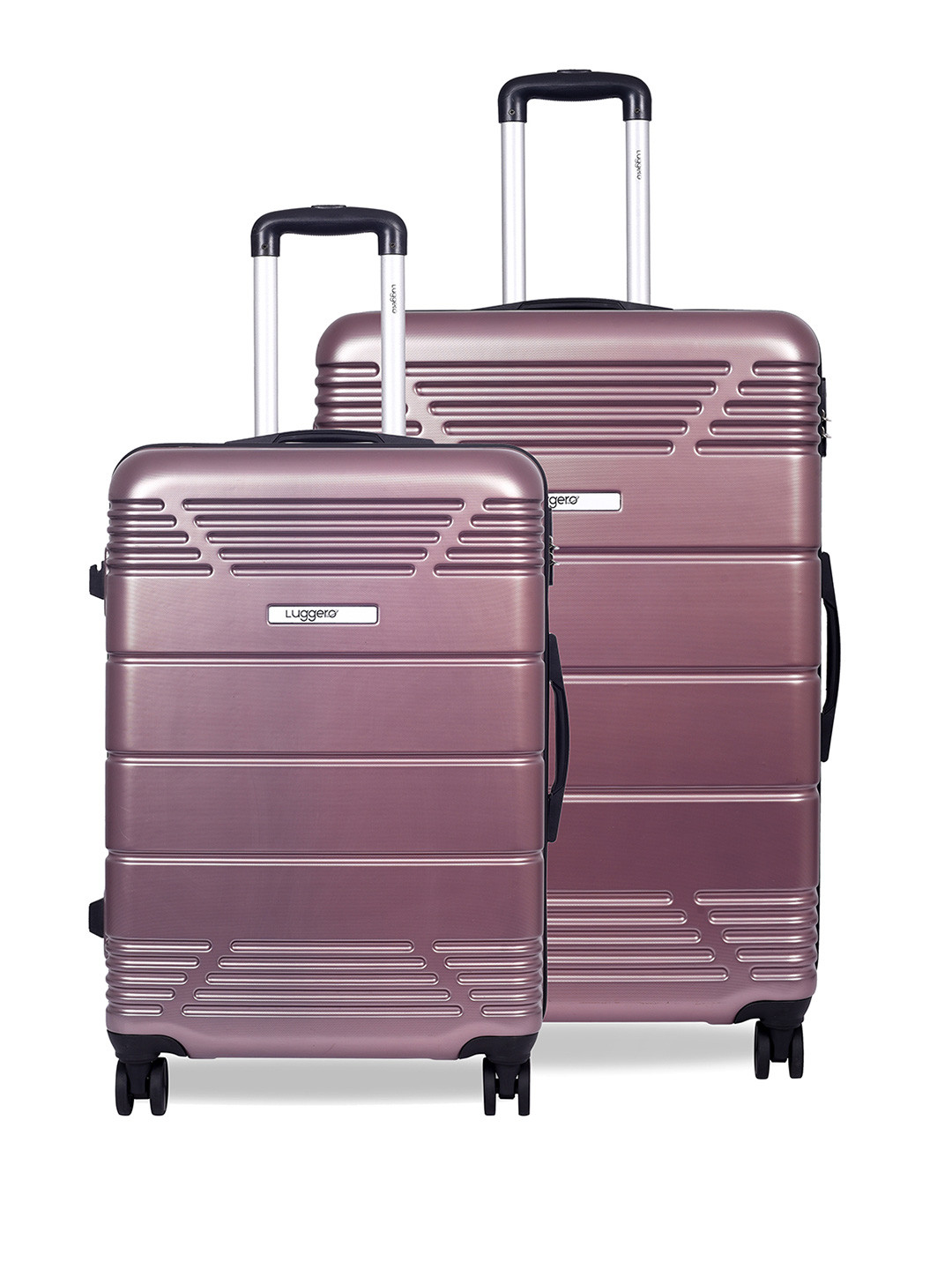 

Luggero Set Of 2 Textured Hard-Sided Large Trolley Bags, Purple