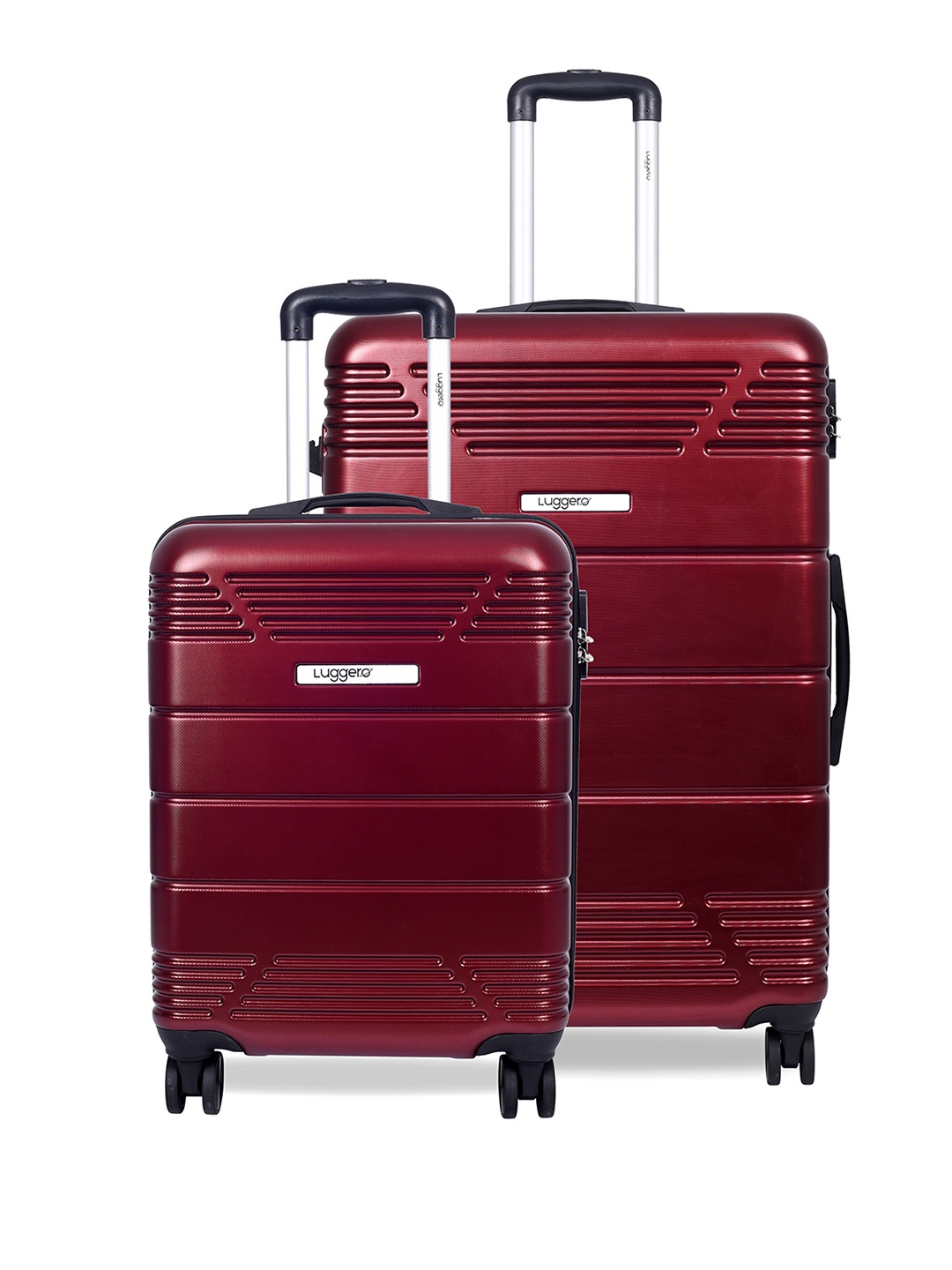 

Luggero Set Of 2 Textured Trolley Bags, Red