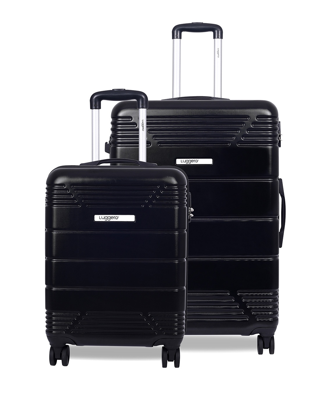 

Luggero Set Of 2 Textured Hard-Sided Trolley Bags, Black