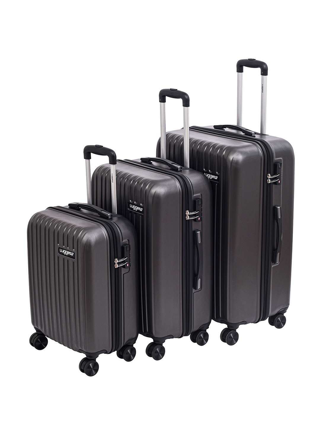 

Luggero Set Of 3 Hard-Sided Trolley Suitcase, Grey