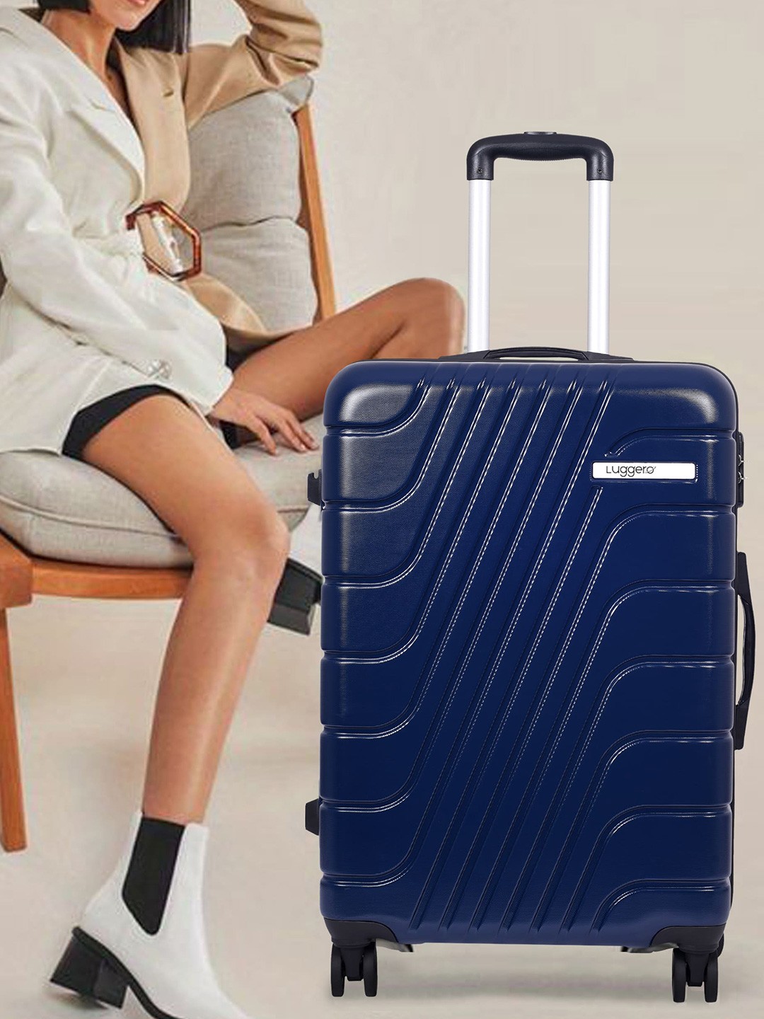 

Luggero Hard-Sided Cabin Trolley Suitcase, Blue