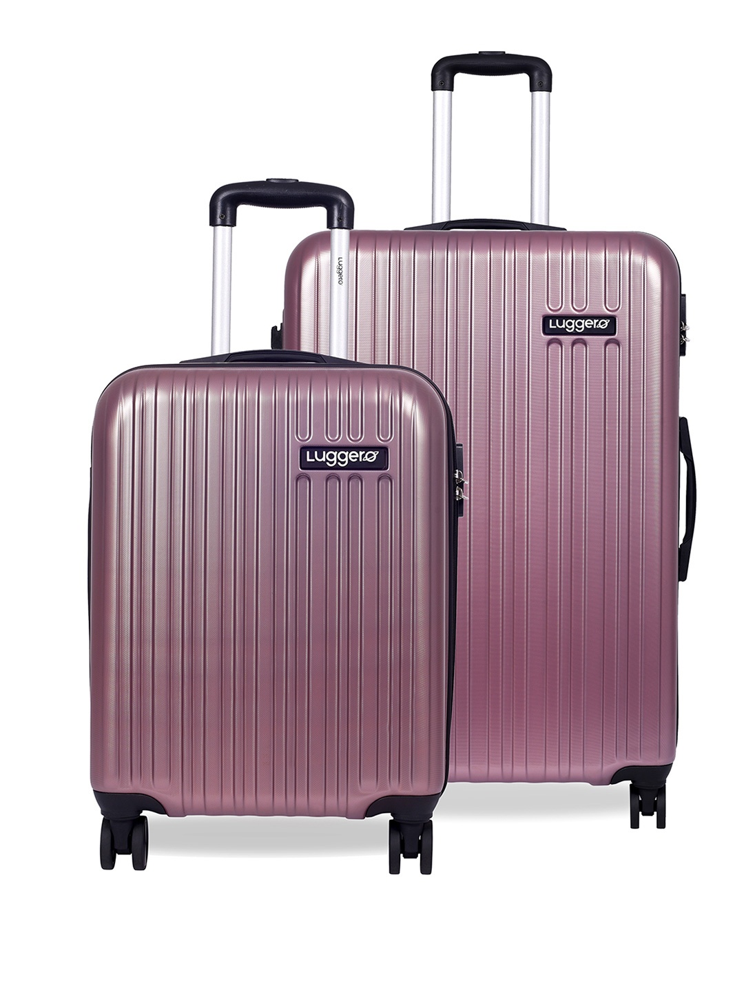 

Luggero Set Of 2 Textured Hard-Sided Trolley Bags, Rose gold