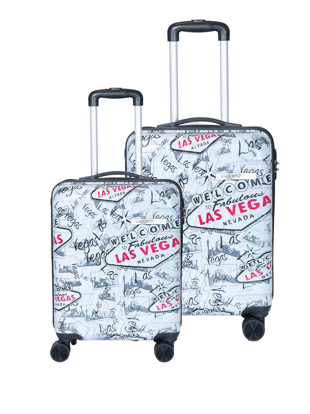 

Luggero Set Of 2 Printed Hard-Sided Trolley Bags, Blue