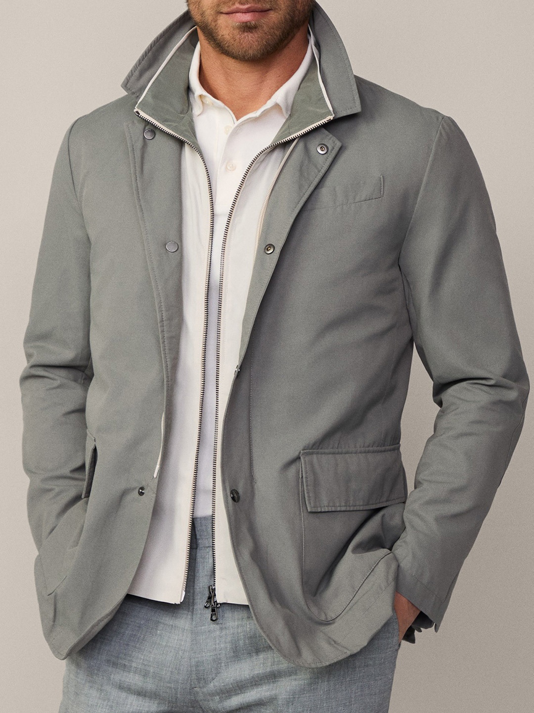 

HACKETT LONDON Men Bomber Jacket, Grey