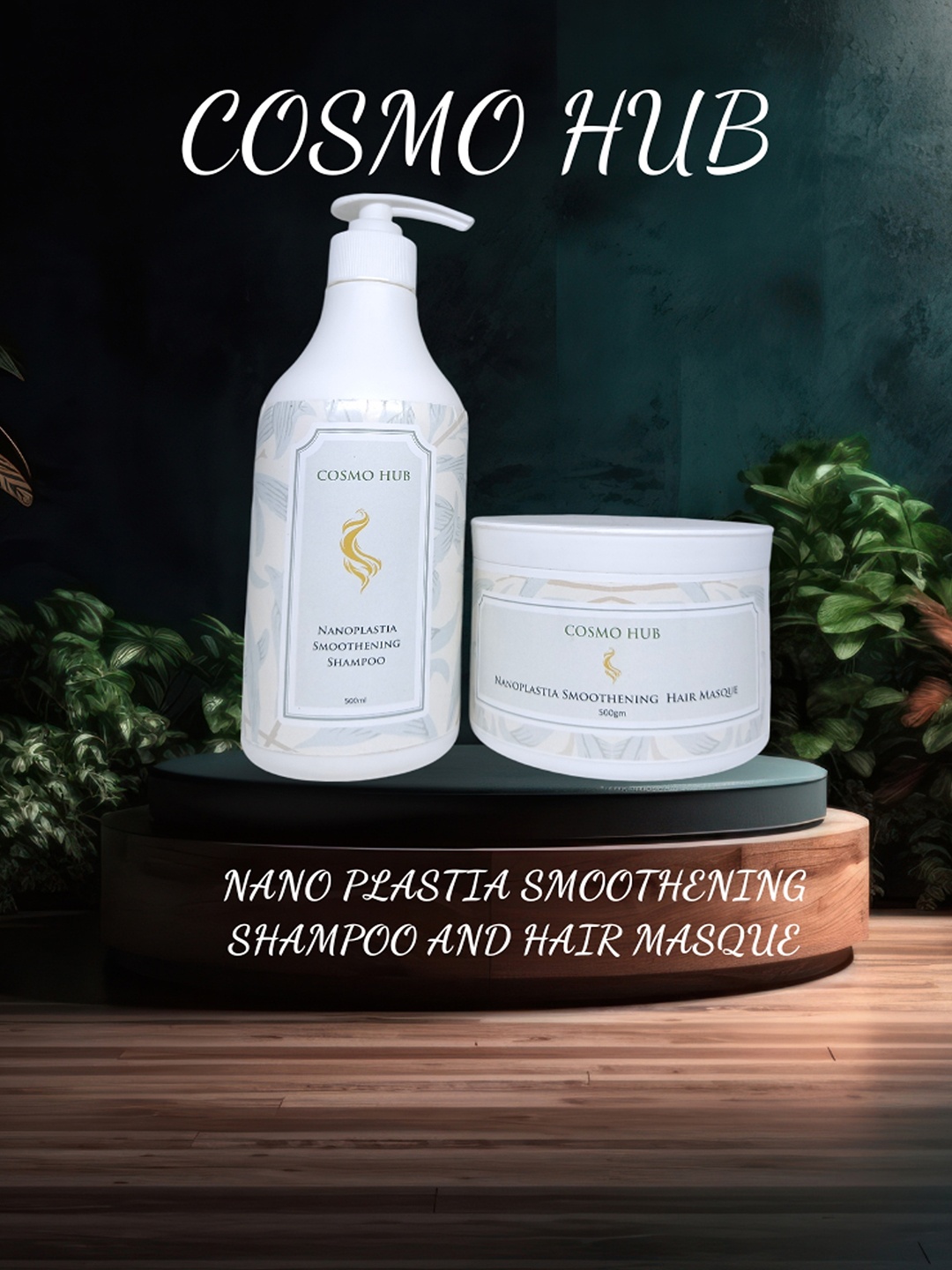 

COSMO HUB Nano Plastia Shampoo & Smoothening Hair Masque Combo- 500ml Each, White