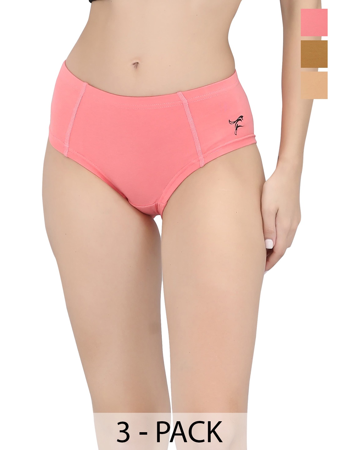 Foxy Women Pack Of 3 Assorted Seamless Hipster Briefs, Multi