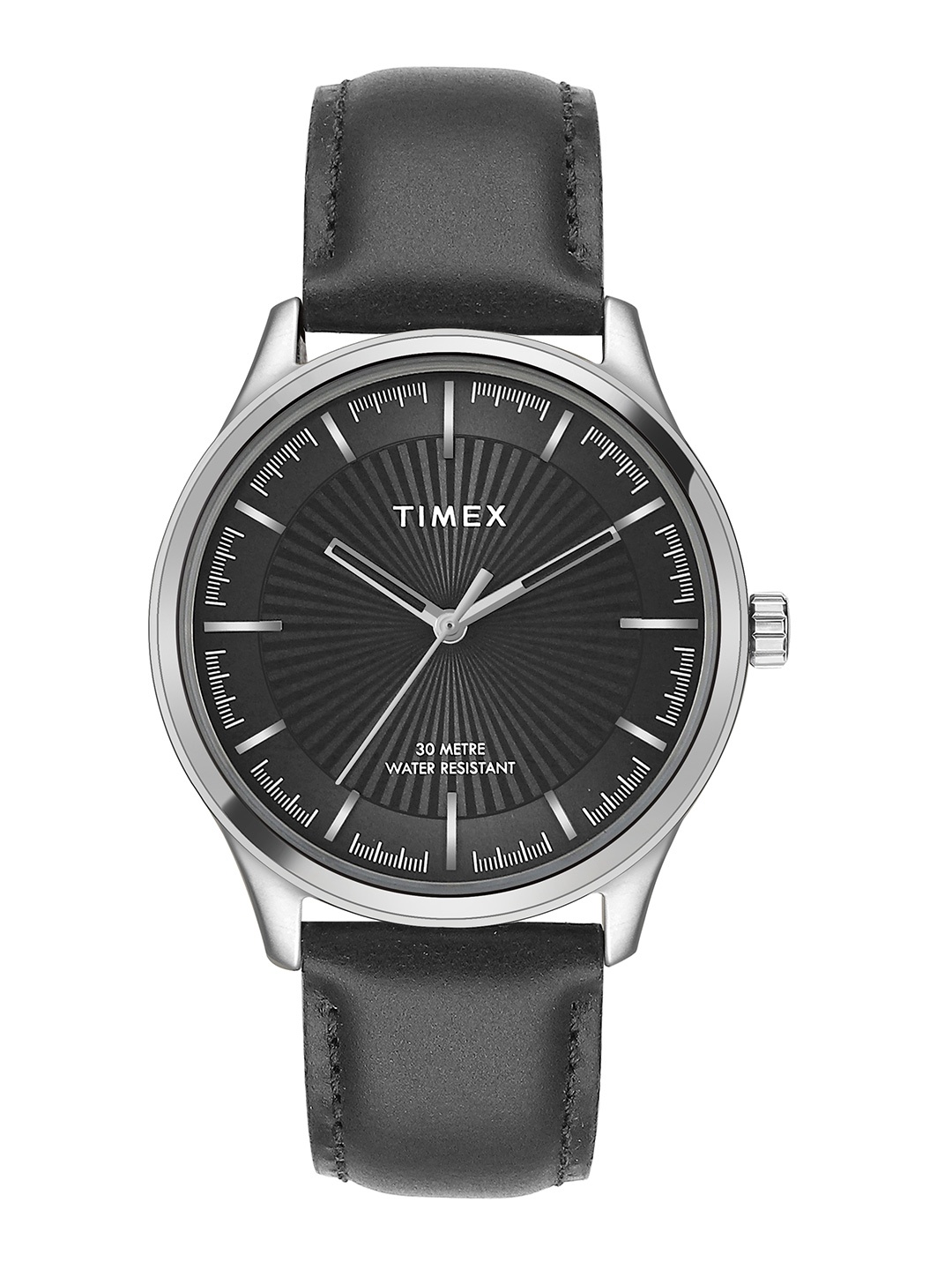 

Timex Men Textured Leather Straps Analogue Watch TWTG65SMU22, Black