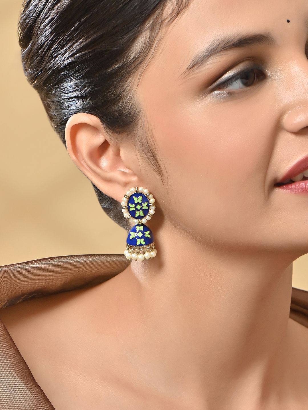 

Fida Gold-Plated Beaded Dome Shaped Jhumkas