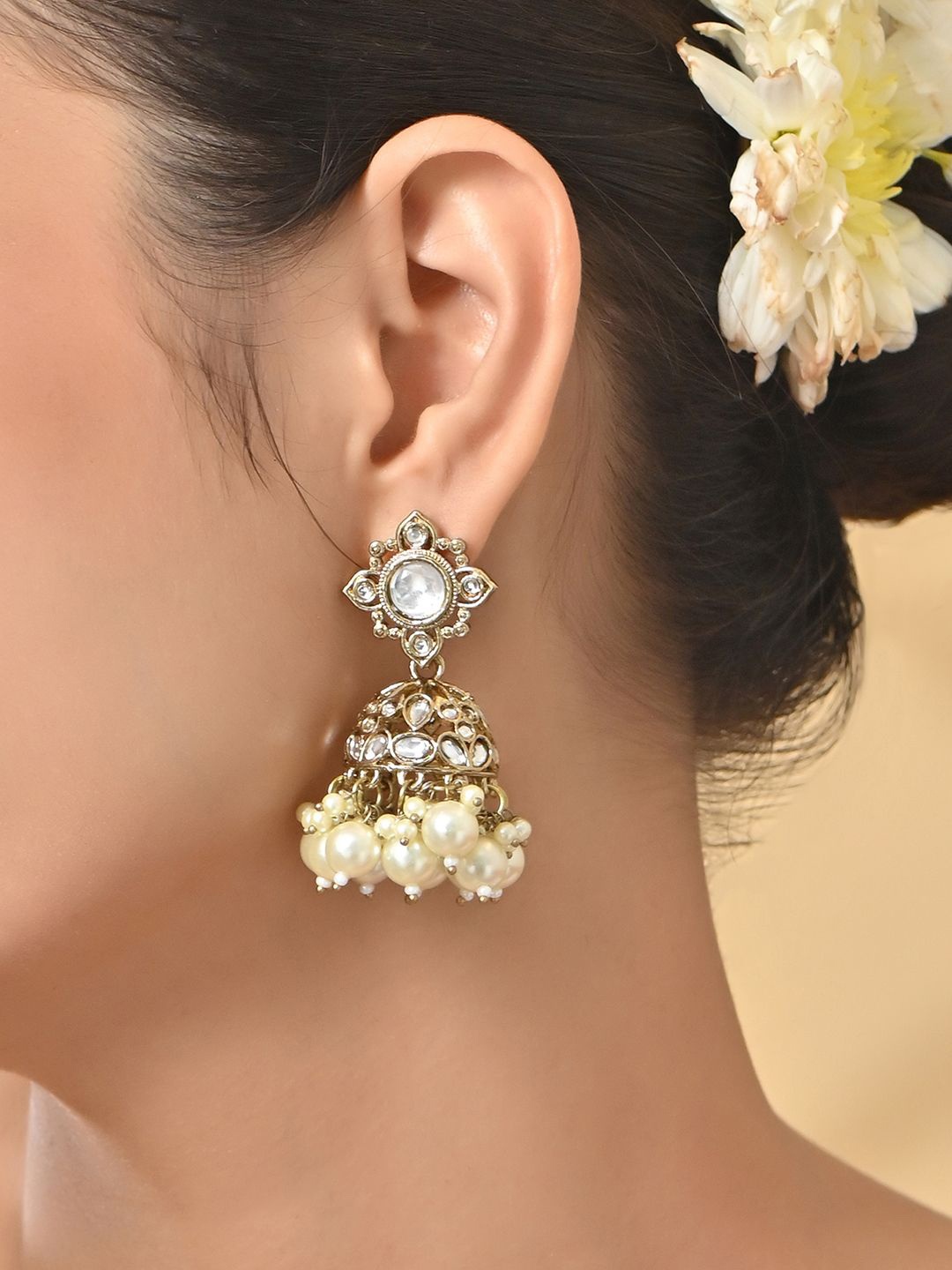 

Fida Gold-Plated Beaded Dome Shaped Jhumkas