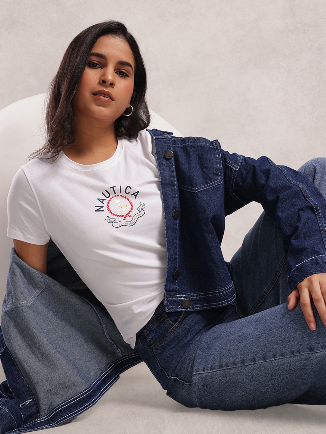 

Nautica Printed Stretchable T-shirt, White