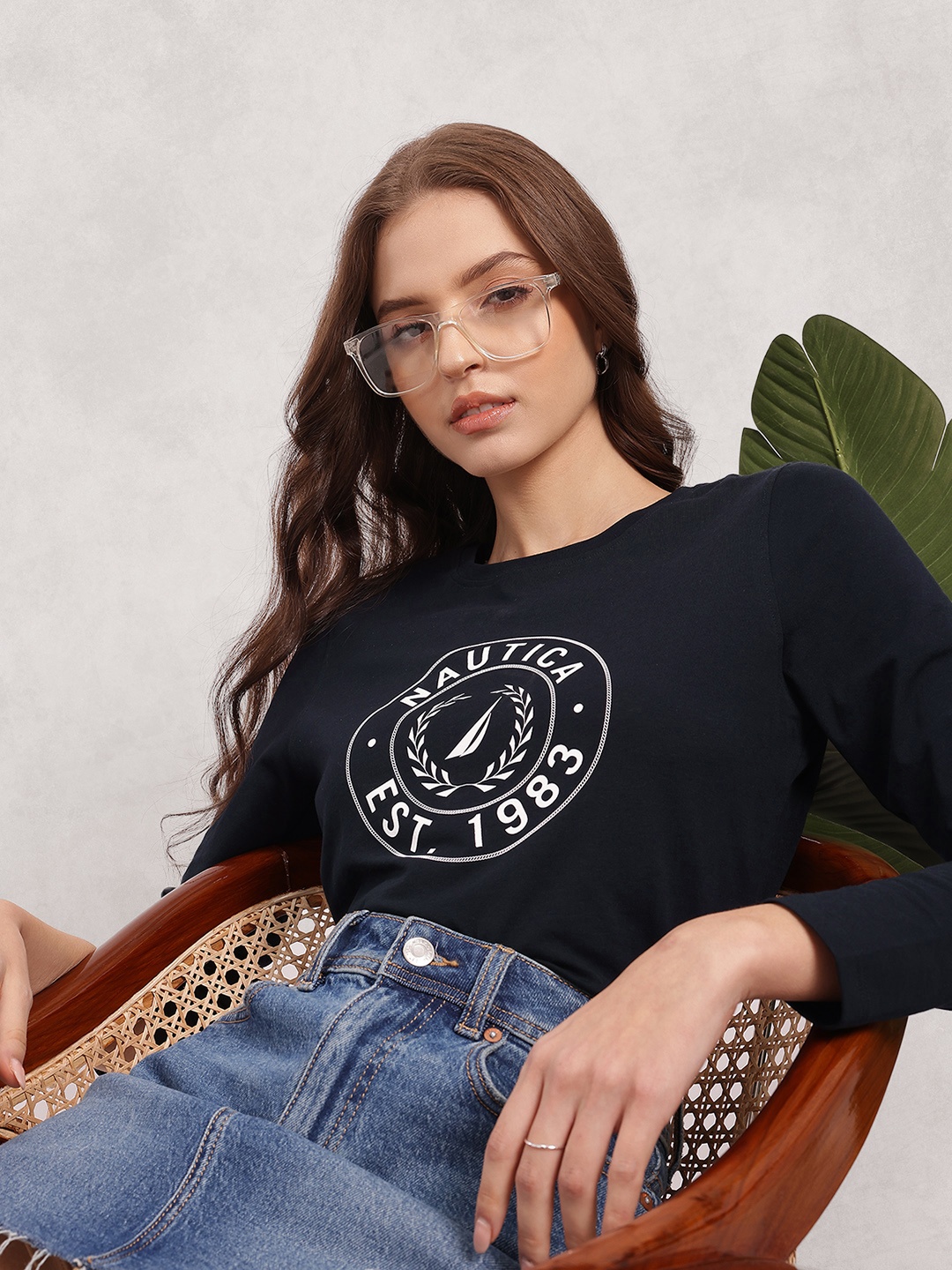 

Nautica Brand Logo Printed Regular Fit T-shirt, Navy blue