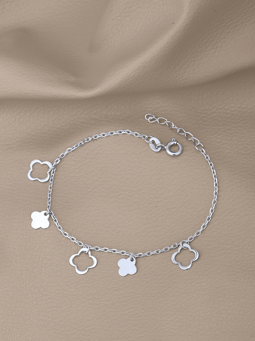

Carlton London Women Sterling Silver Handcrafted Rhodium-Plated Charm Bracelet
