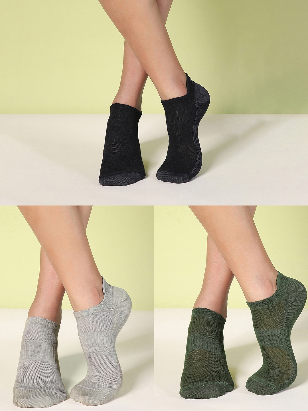 

DAMENSCH Pack Of 3 Unisex Aloe-Soft Ankle-Length Socks, Grey