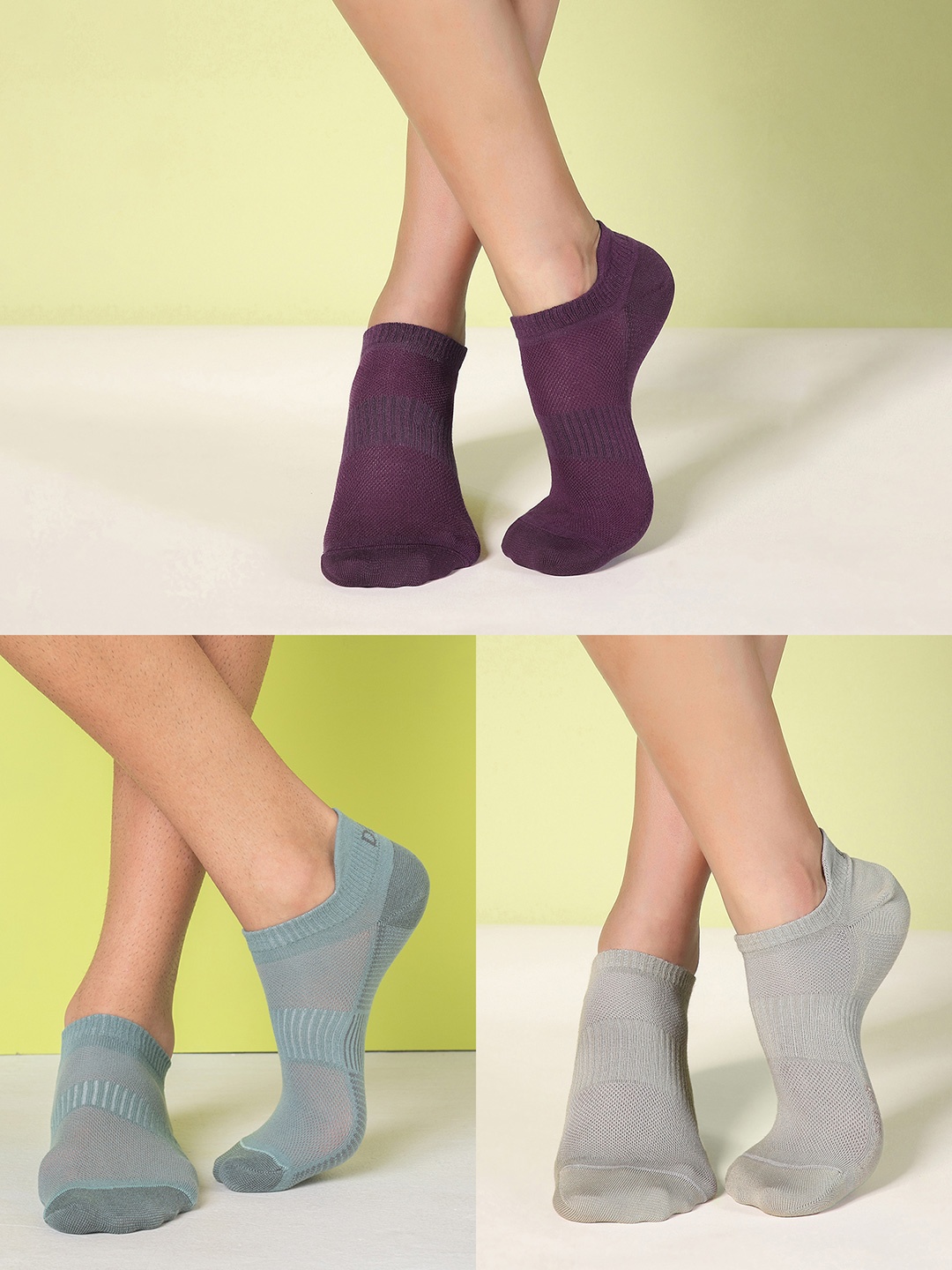 

DAMENSCH Pack Of 3 Solid Aloe-Soft Ankle-Length Socks, Burgundy
