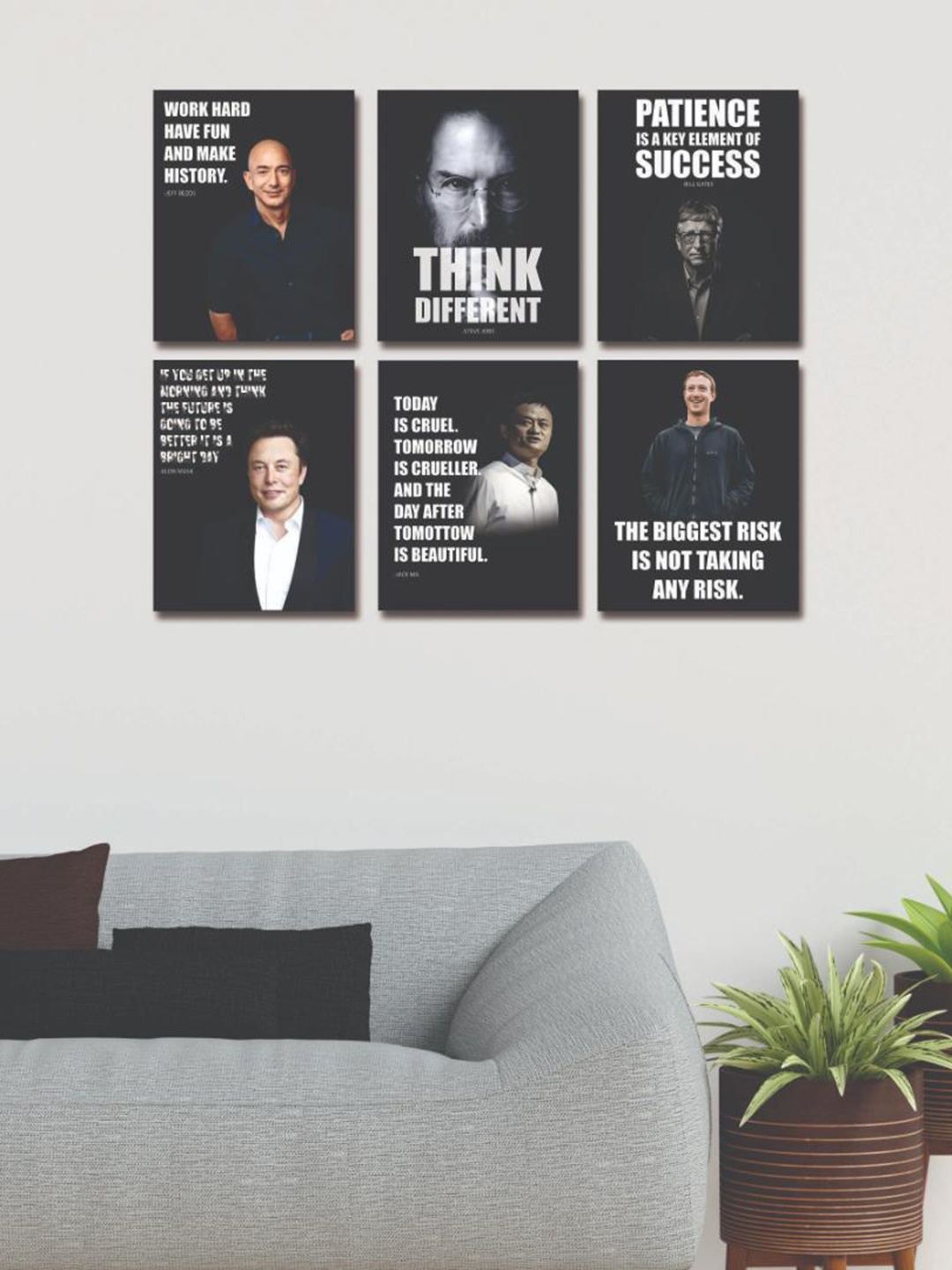 

CVANU Black & White 6 Pieces Printed Wall Decals and Stickers