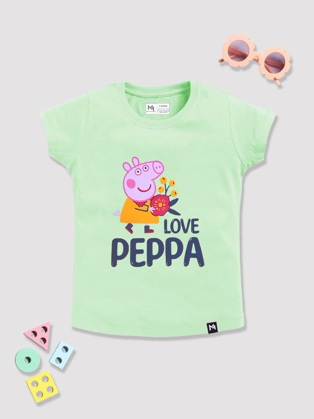 

YK X Minute Mirth Peppa Pig Print Cotton Top, Green