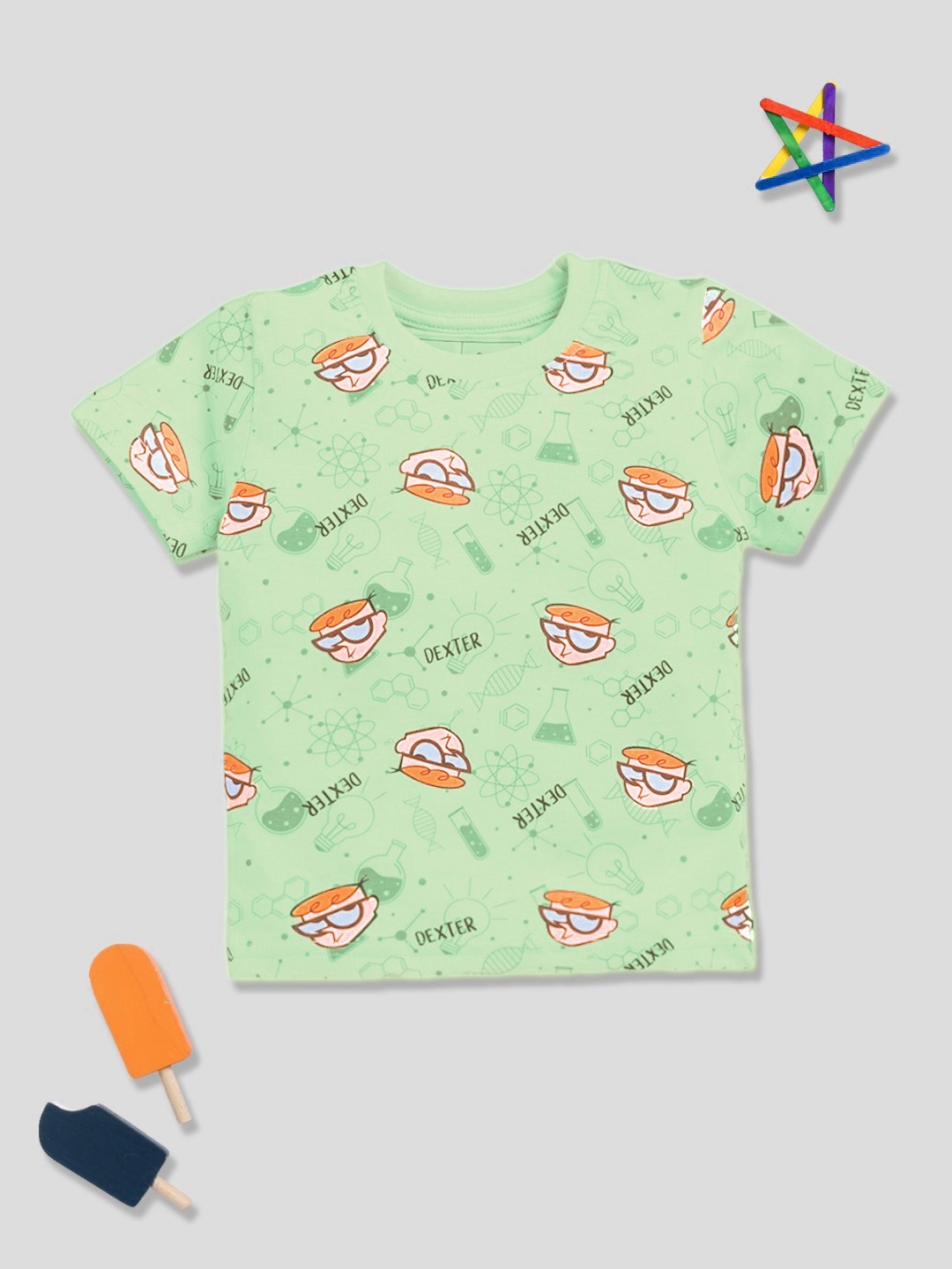 

YK X Minute Mirth Infant Boys Dexter Printed Pure Cotton T-shirt, Green