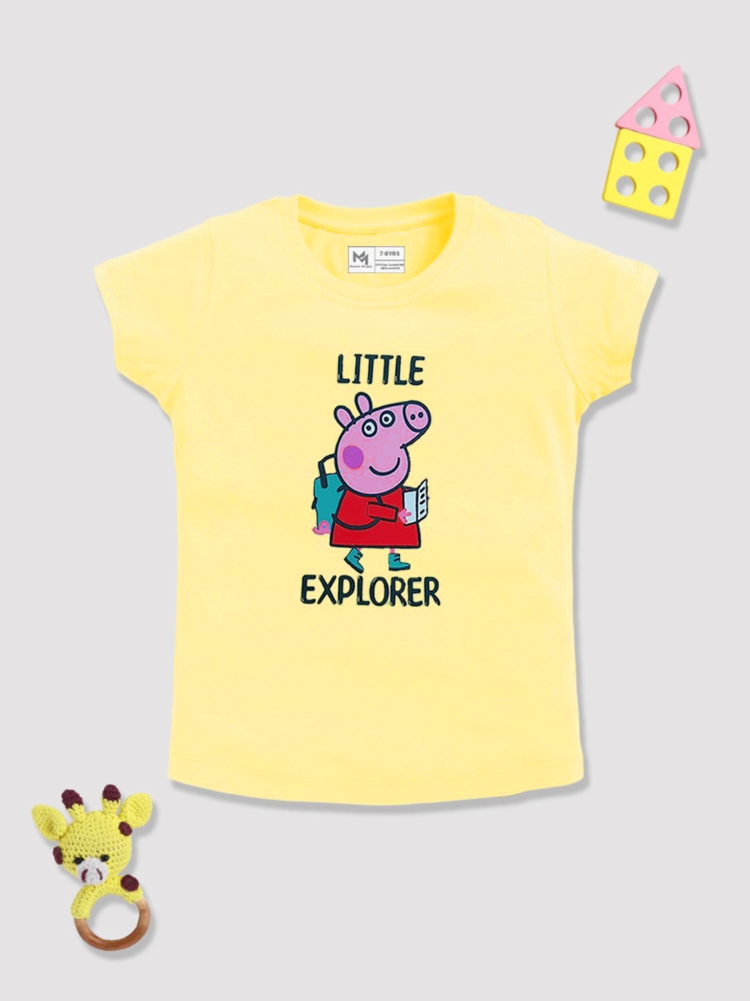 

YK X Minute Mirth Girls Peppa Pig Printed Pure Cotton T-shirt, Yellow