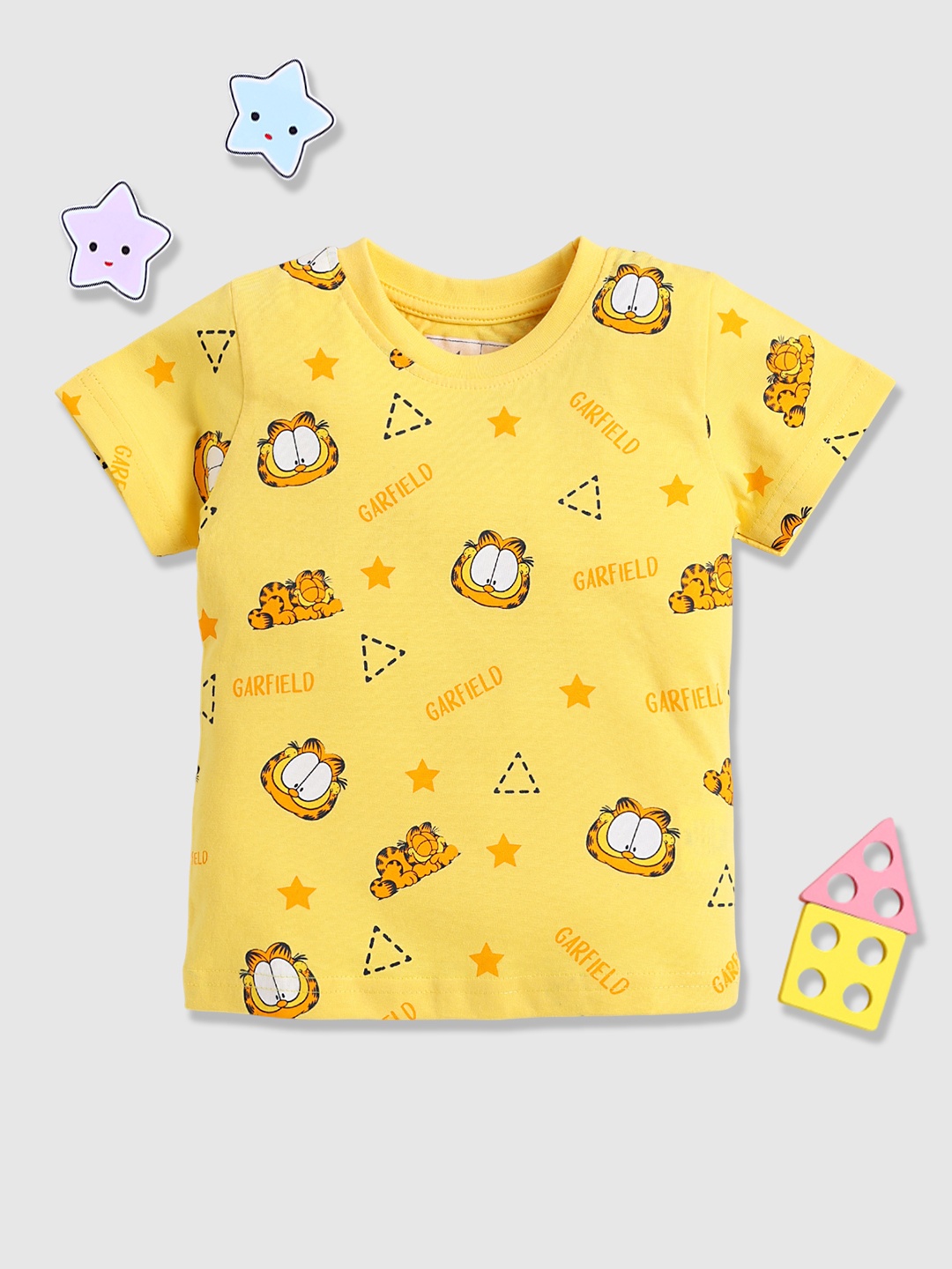 

YK X Minute Mirth Infant Boys Garfield Printed Pure Cotton T-shirt, Yellow
